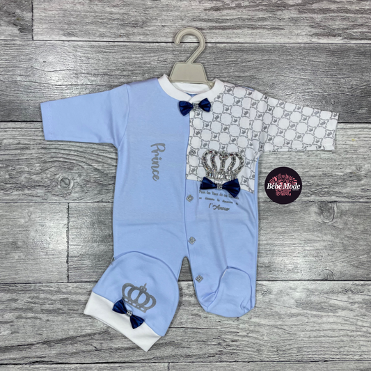 Grenouillère 2 pièces – Couronne – Coton – Nouveau-né