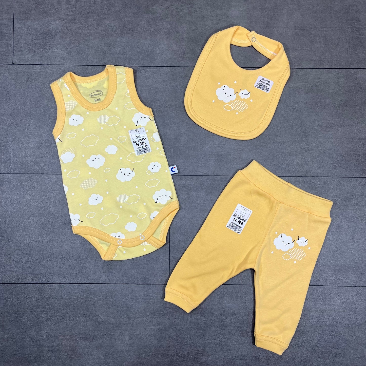Ensemble 3 pièces pour bébé - Coton – De 0 à 6 mois
