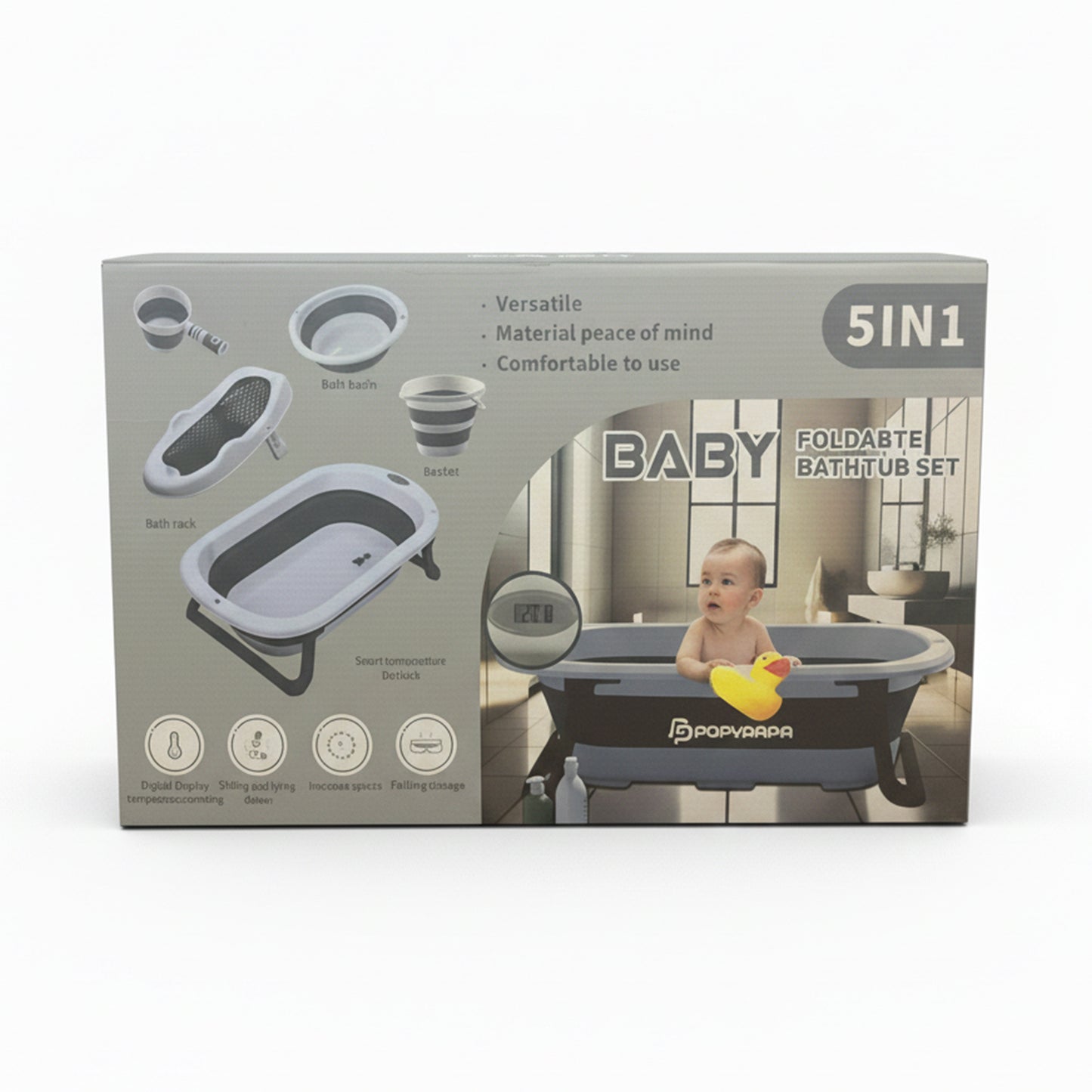 Popypapa – Ensemble baignoire pliable pour bébé 5 en 1
