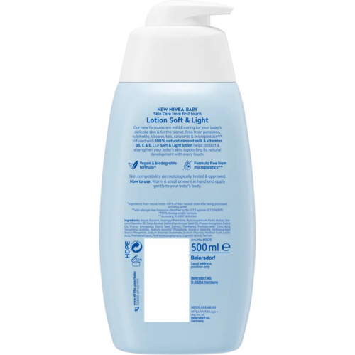 NIVEA – Baby Soft & Light Lotion à l’Amande & Vitamines B5, C, E – Hydratation Douce & Protection Quotidienne