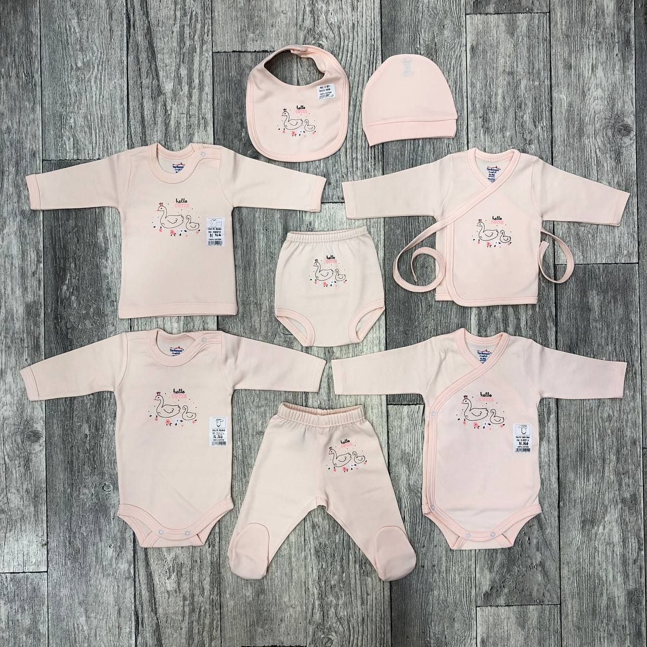 Ensemble 8 pièces pour fille – Coton – 0 à 3 mois