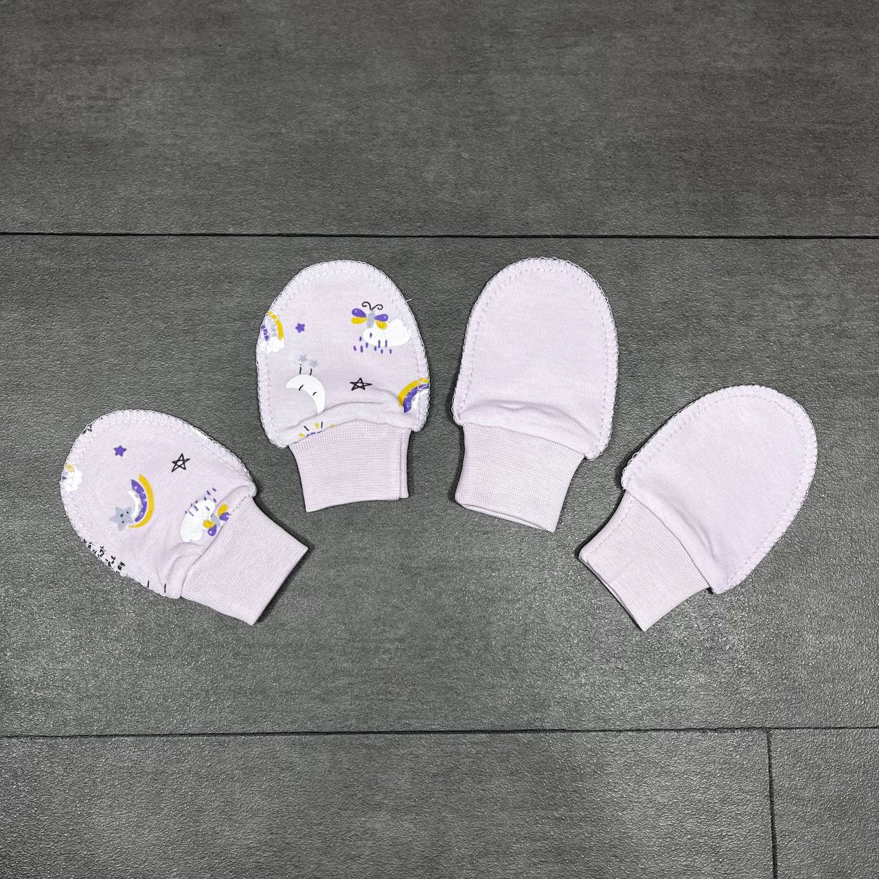 Lot de 2 moufles naissance en coton