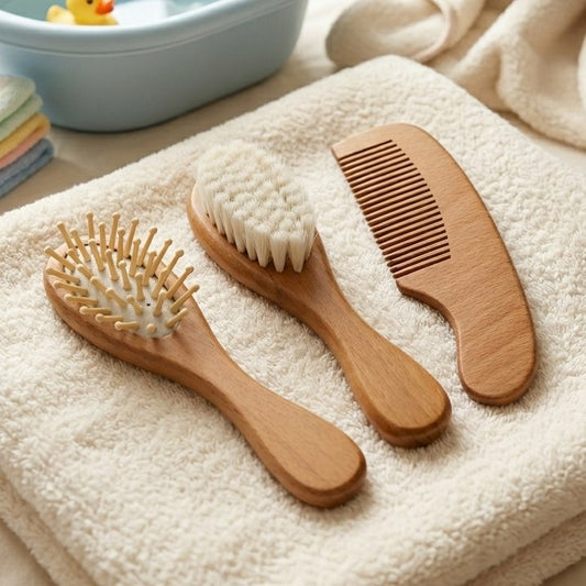 Set de brosses et peignes en bois naturel