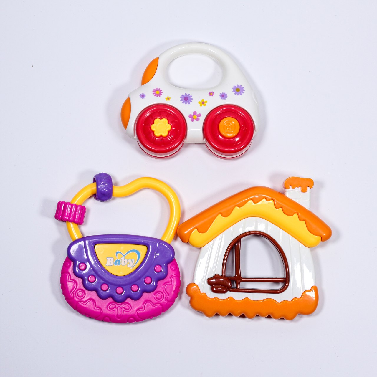 Set de Hochets Bébé Colorés – Voiture & Maison Colorées | Happy Baby 3M+