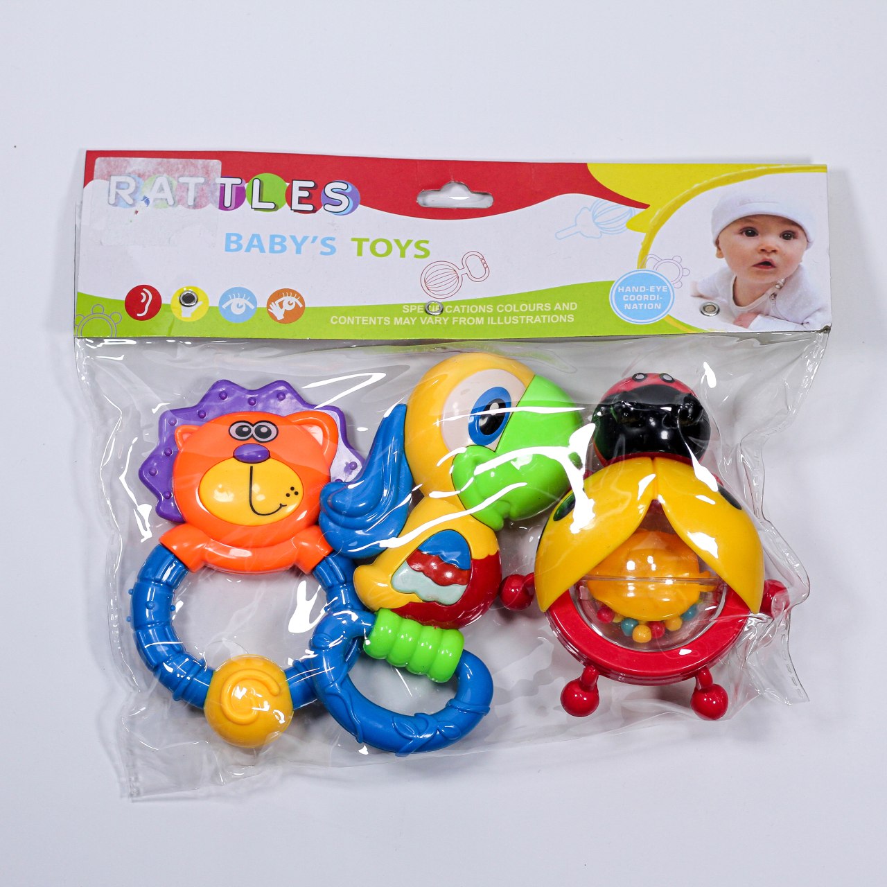 Set de Hochets Bébé Colorés – Lion, Oiseau & Abeille | Jouets Éducatifs 3M+