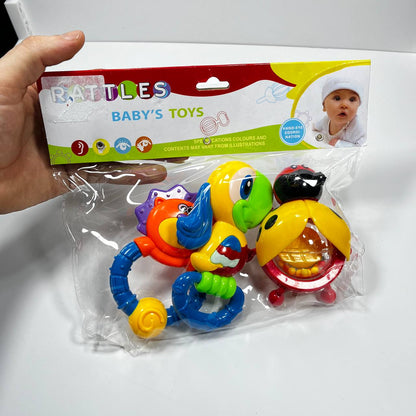 Set de Hochets Bébé Colorés – Lion, Oiseau & Abeille | Jouets Éducatifs 3M+