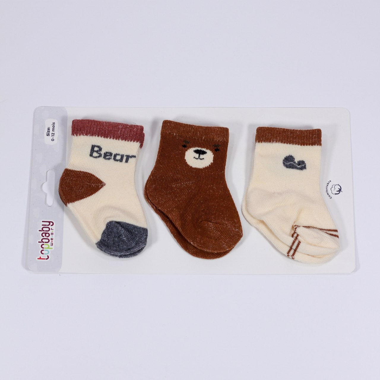 Lot de 3 chaussettes pour bébé garçon à motif ours