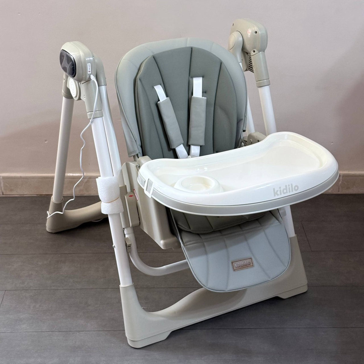 Kidilo – Chaise haute 2en1 avec fonction balançoire électrique et télécommande – Modèle KD001