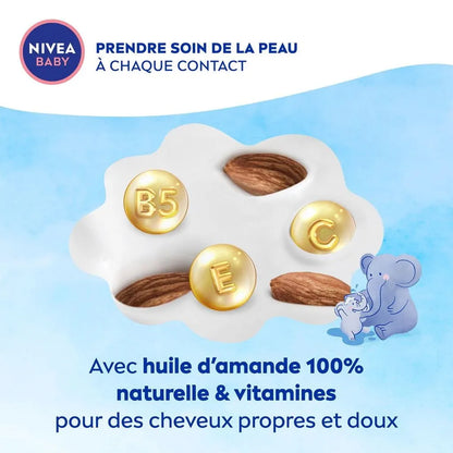 NIVEA – Baby Shampooing Douceur & Soin à l’Huile d’Amande & Vitamines B5, C, E – Sans Larmes