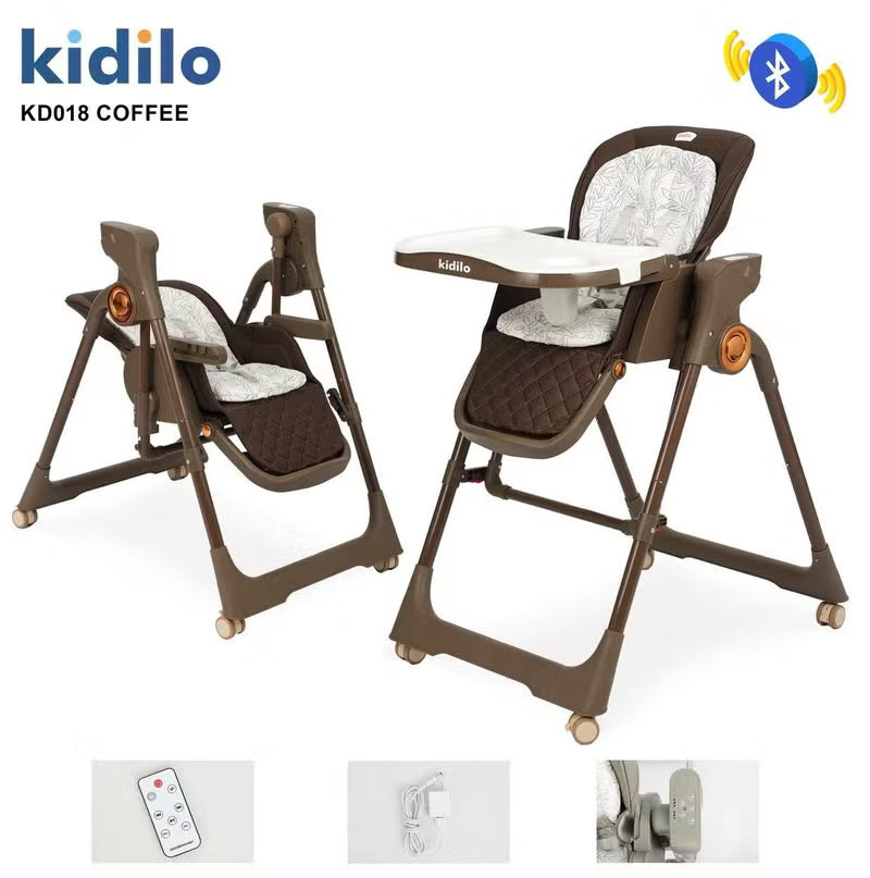 Kidilo – Chaise haute 2-en-1 avec fonction balançoire électrique et télécommande – Modèle KD018