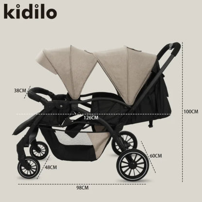 KIDILO – Poussette Double Jumeaux LB200