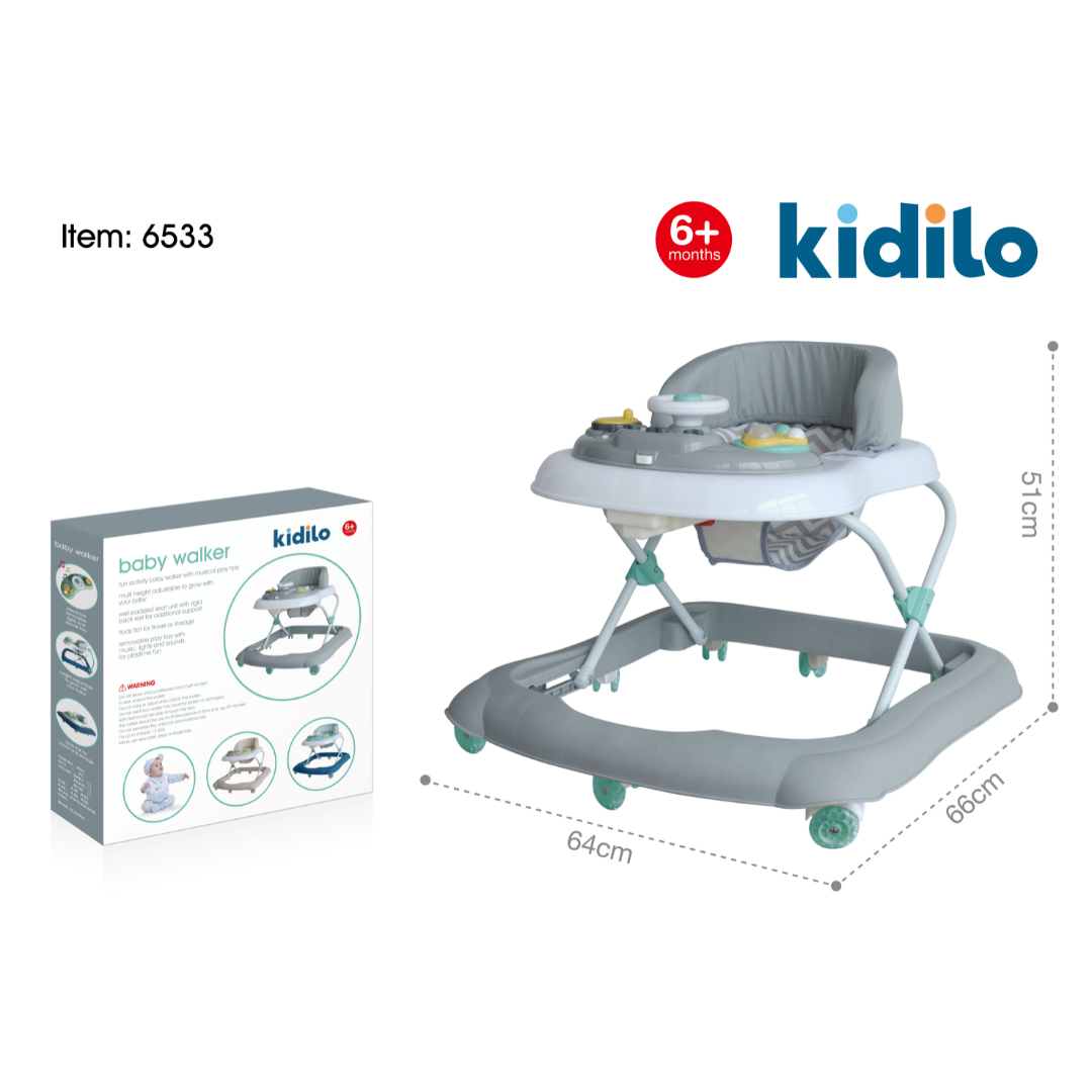 Kidilo – Trotteur bébé évolutif avec plateau d’activités (6 mois+)