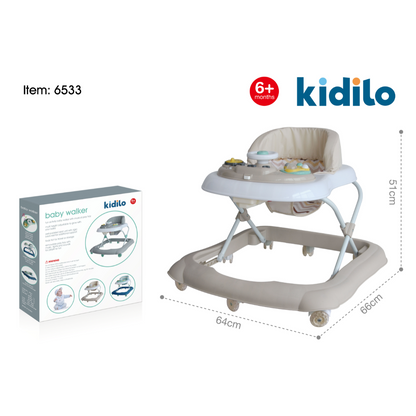 Kidilo – Trotteur bébé évolutif avec plateau d’activités (6 mois+)