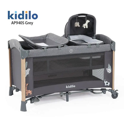 Kidilo – Lit bébé multifonction + parc de jeu + table à langer – Modèle AP940S
