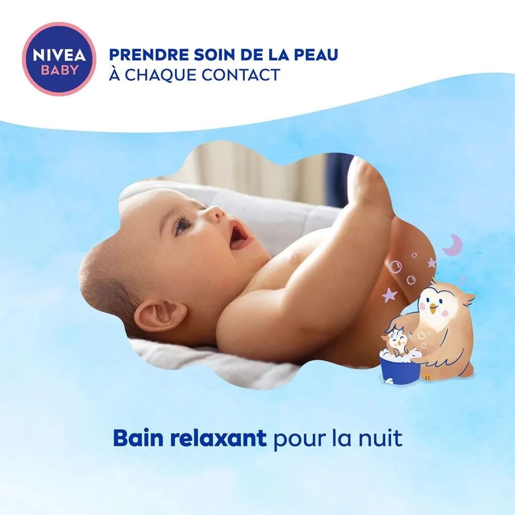 NIVEA – Baby Bain & Shampooing Bonne Nuit à l’Huile d’Amande & Vitamines B5, C, E – Formule Relaxante SleepEssence™