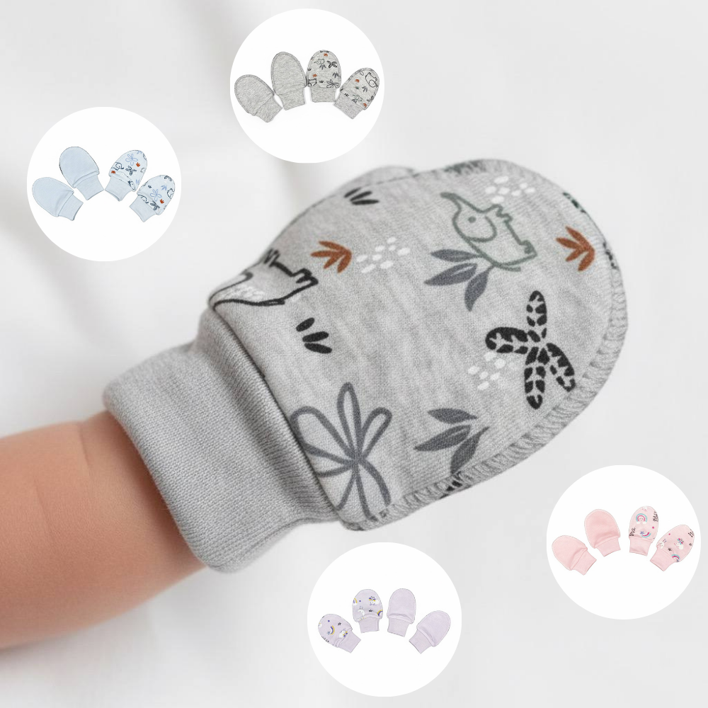 Lot de 2 moufles naissance en coton