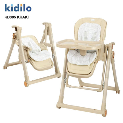 Kidilo – Chaise haute 2-en-1 avec fonction balançoire – Modèle KD305