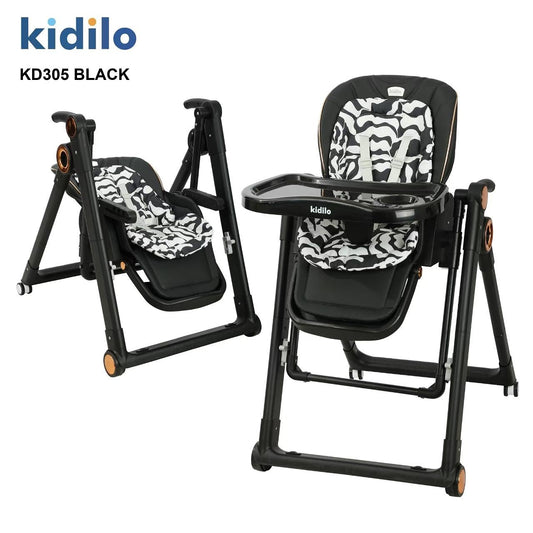 Kidilo – Chaise haute 2-en-1 avec fonction balançoire – Modèle KD305