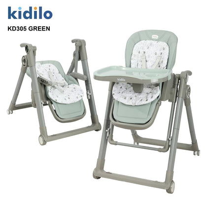 Kidilo – Chaise haute 2-en-1 avec fonction balançoire – Modèle KD305