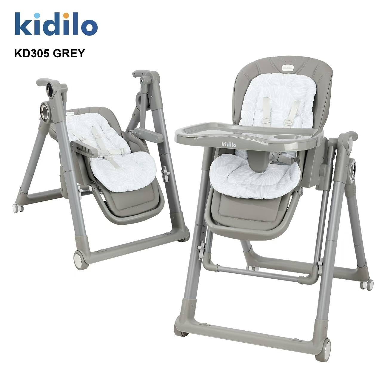 Kidilo – Chaise haute 2-en-1 avec fonction balançoire – Modèle KD305