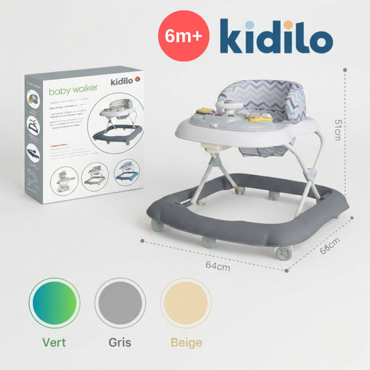 Kidilo – Trotteur bébé évolutif avec plateau d’activités (6 mois+)