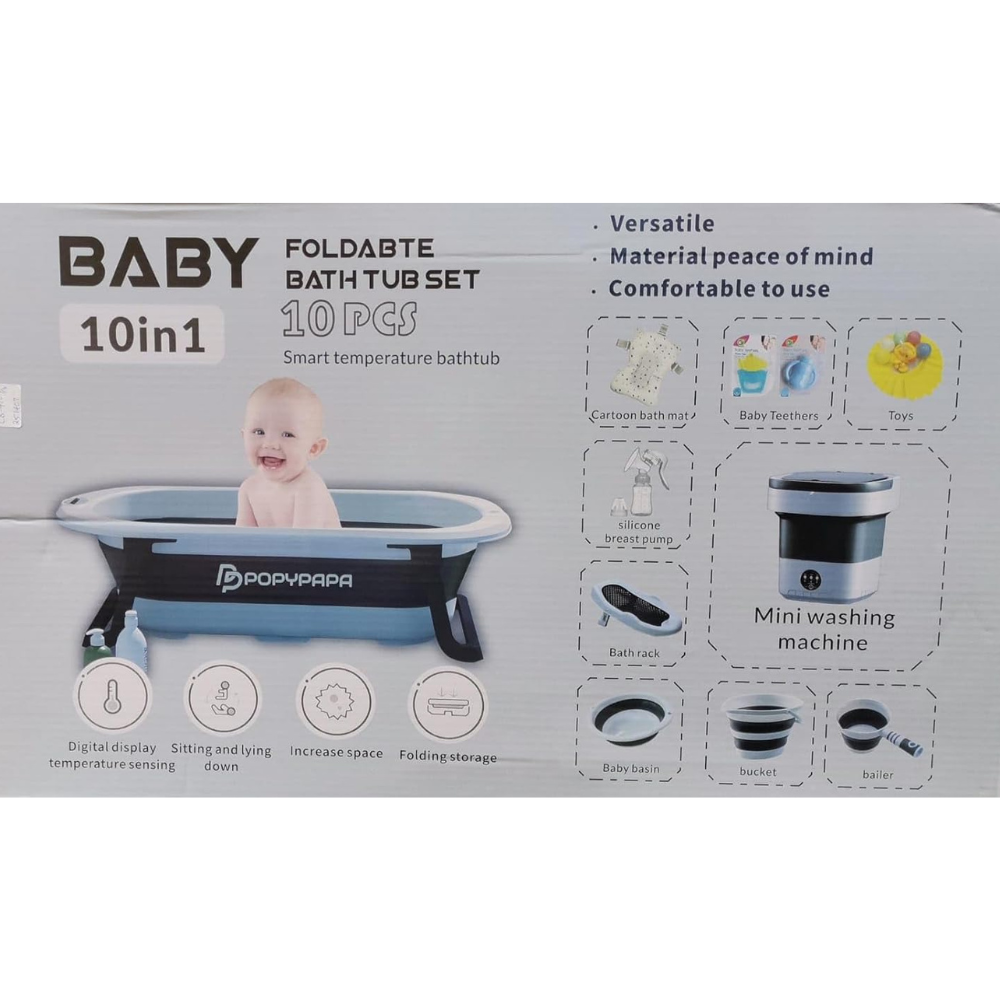Popypapa – Ensemble baignoire pliable pour bébé 10 en 1