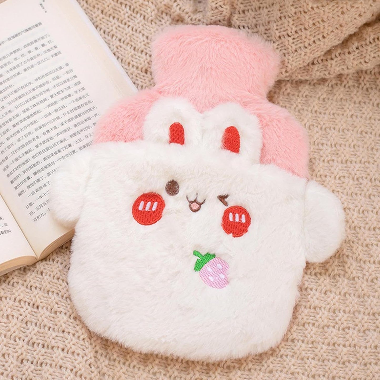 Bouillotte en peluche avec housse dessin animé – Chauffe-mains & pieds
