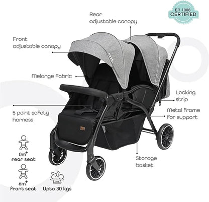 KIDILO – Poussette Double Jumeaux LB200