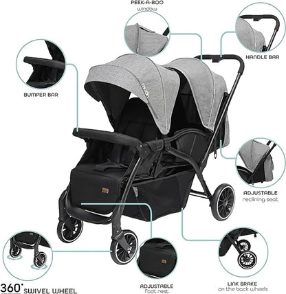 KIDILO – Poussette Double Jumeaux LB200