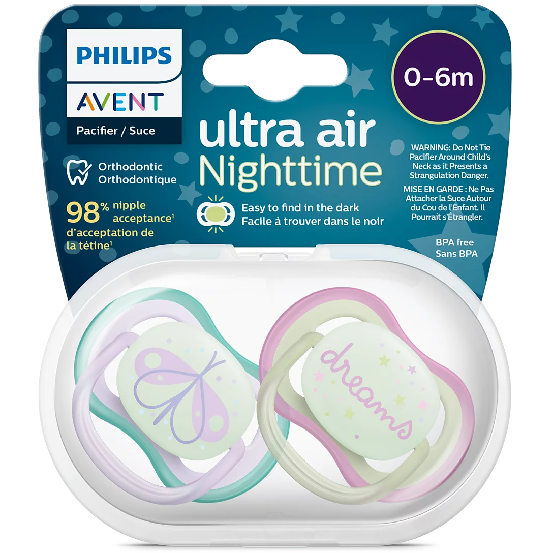 Philips Avent - Sucette 2 pieces - Ultra Air Nighttime SCF376/17