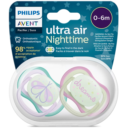 Philips Avent - Sucette 2 pieces - Ultra Air Nighttime SCF376/17