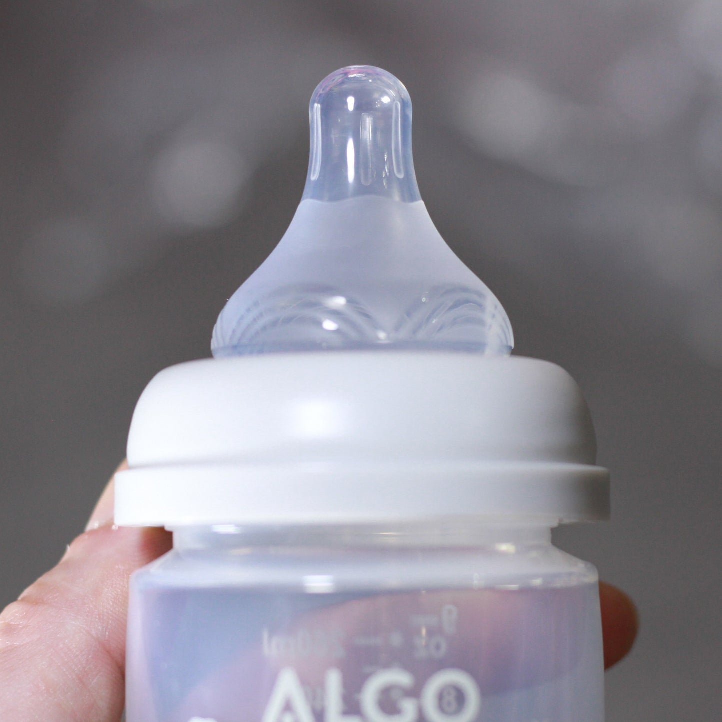 ALGO – Set de biberons en plastique anti-colique et sucette en silicone avec attache