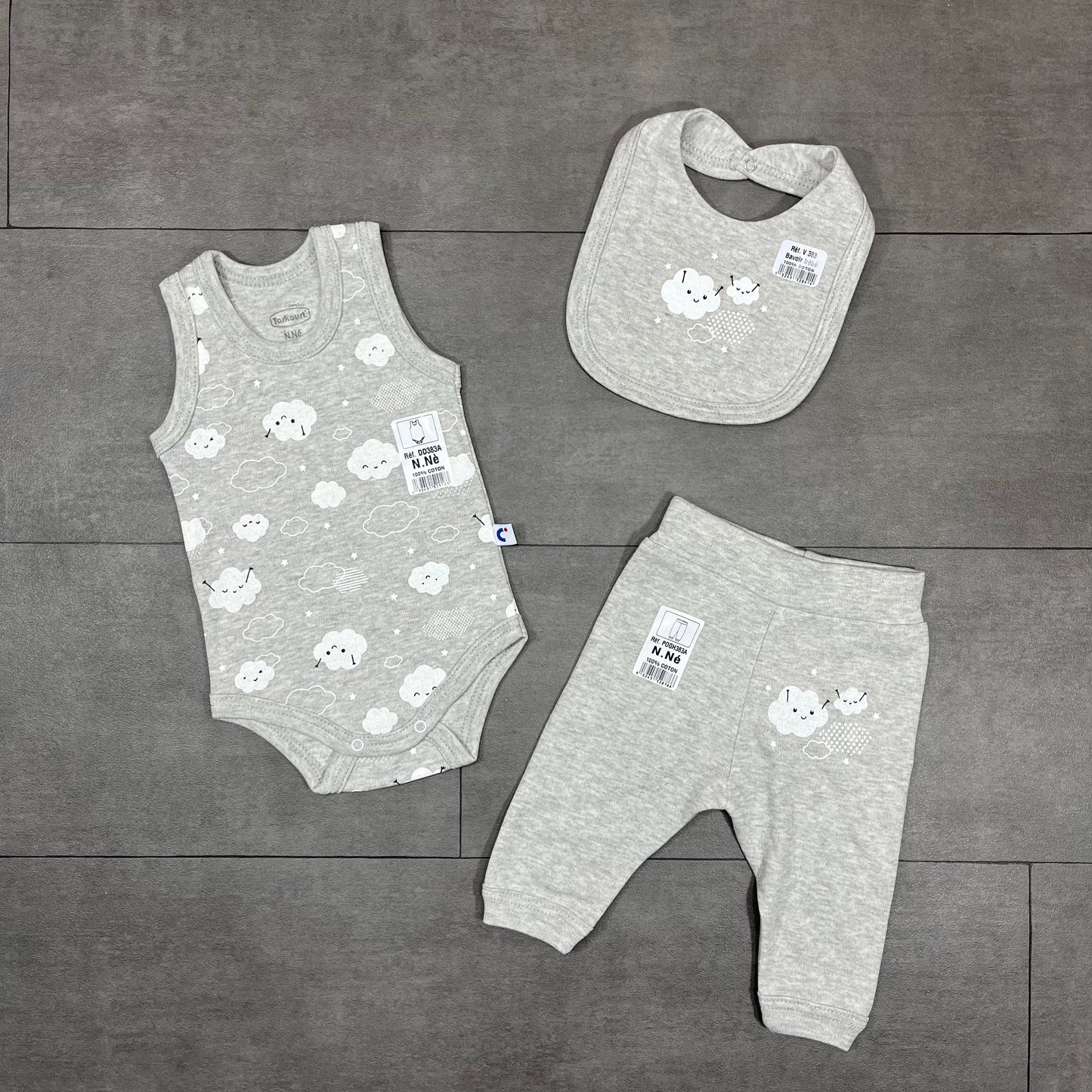Ensemble 3 pièces pour bébé - Coton – De 0 à 6 mois