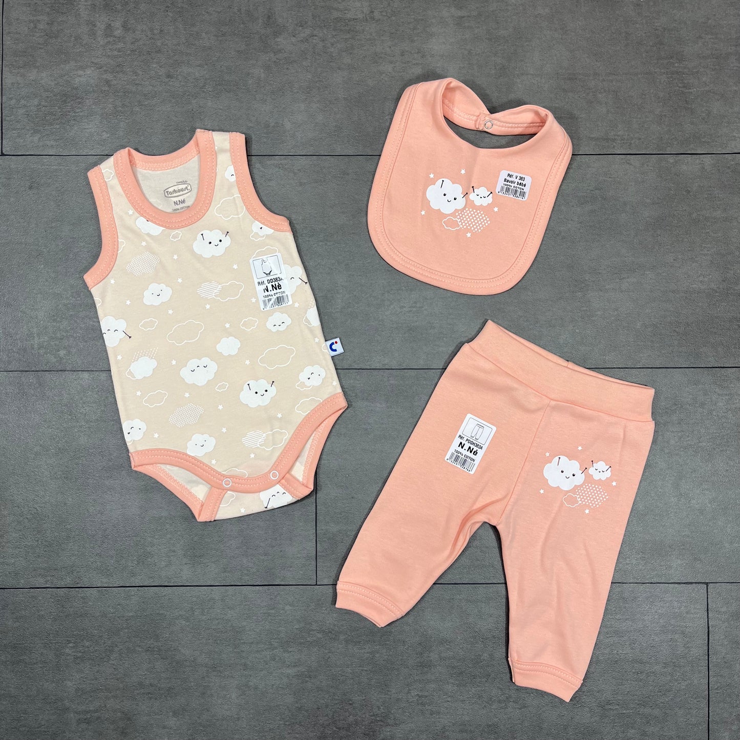 Ensemble 3 pièces pour bébé - Coton – De 0 à 6 mois