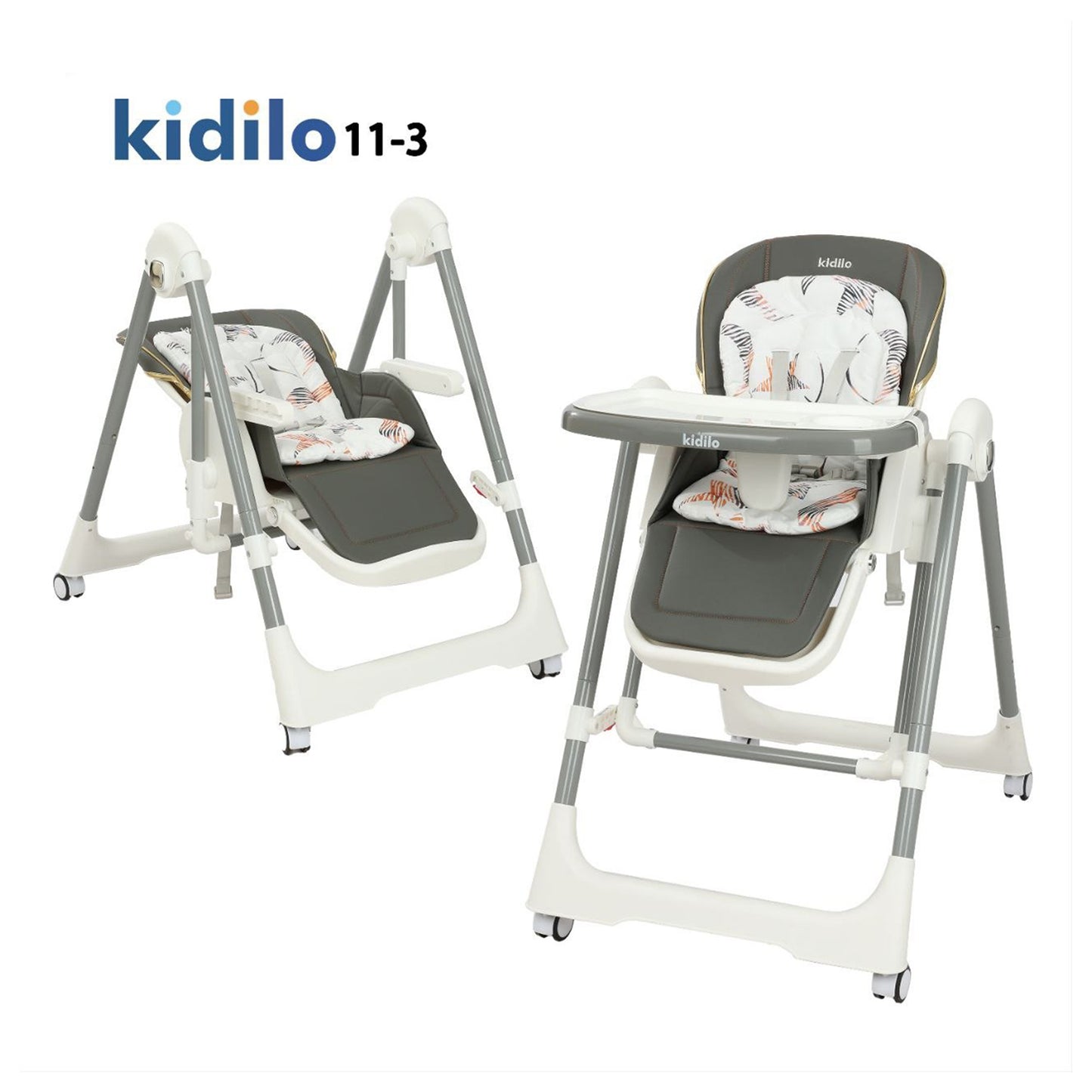 Kidilo – Chaise haute 2-en-1 avec fonction balançoire – Modèle 11-3