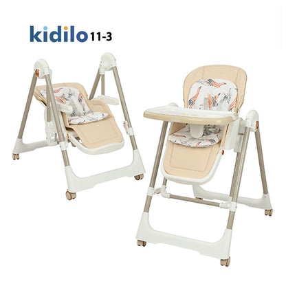 Kidilo – Chaise haute 2-en-1 avec fonction balançoire – Modèle 11-3
