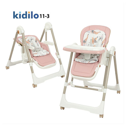 Kidilo – Chaise haute 2-en-1 avec fonction balançoire – Modèle 11-3