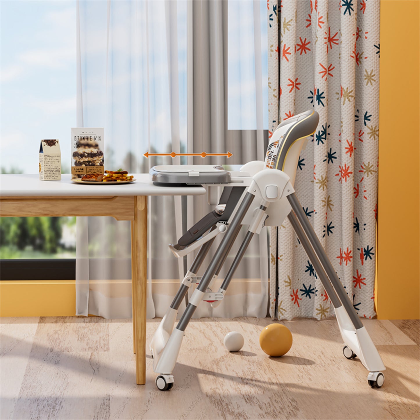 Kidilo – Chaise haute 2-en-1 avec fonction balançoire – Modèle 11-3