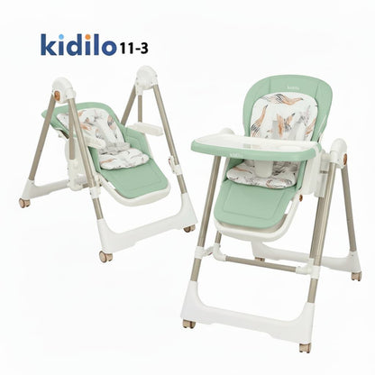 Kidilo – Chaise haute 2-en-1 avec fonction balançoire – Modèle 11-3