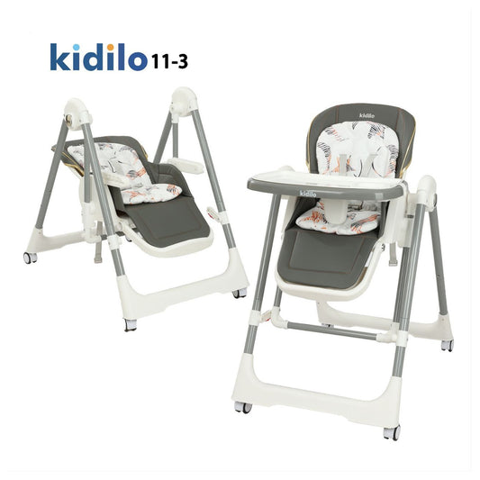 Kidilo – Chaise haute 2-en-1 avec fonction balançoire – Modèle 11-3