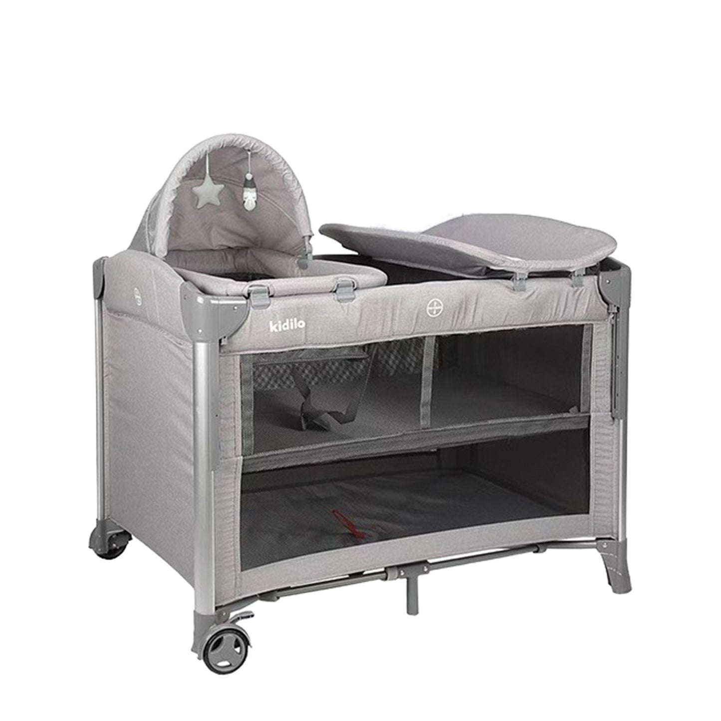 Kidilo – Lit bébé multifonction + parc de jeu + table à langer 5 en 1 – Modèle T-703M