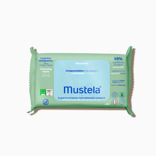 Mustela – Lingettes nettoyantes compostables x 60 pieces