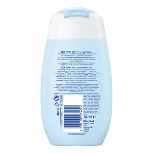 NIVEA – Baby Lotion Bonne Nuit à l’Huile d’Amande & Vitamines B5, C, E – Formule Relaxante SleepEssence™