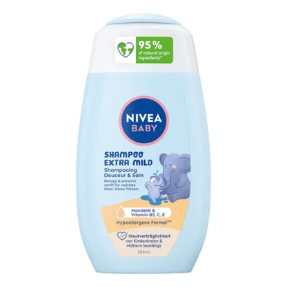 NIVEA – Baby Shampooing Douceur & Soin à l’Huile d’Amande & Vitamines B5, C, E – Sans Larmes