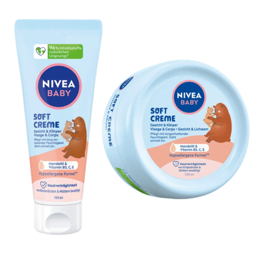NIVEA – Baby Soft Crème Visage & Corps Hydratante à l’Huile d’Amande & Vitamines B5, C, E