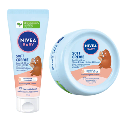 NIVEA – Baby Soft Crème Visage & Corps Hydratante à l’Huile d’Amande & Vitamines B5, C, E
