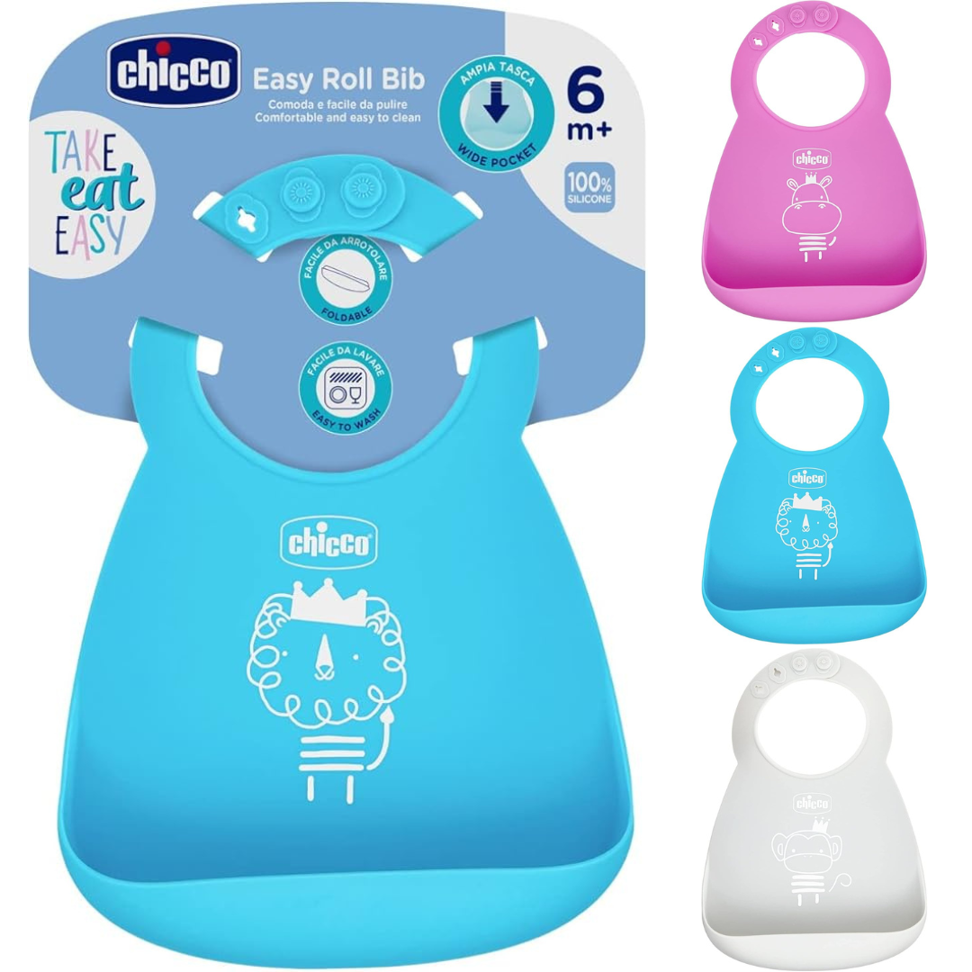 Chicco – Bavoir Easy Roll en Silicone Souple 6m+