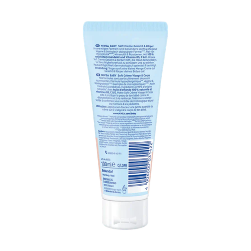 NIVEA – Baby Soft Crème Visage & Corps Hydratante à l’Huile d’Amande & Vitamines B5, C, E