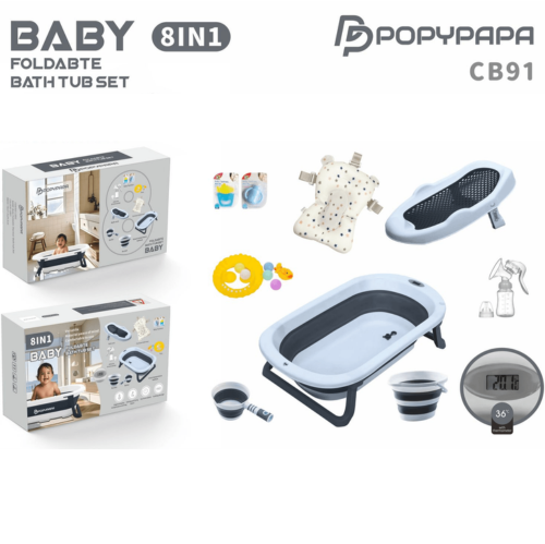 Popypapa – Ensemble baignoire pliable pour bébé 8 en 1