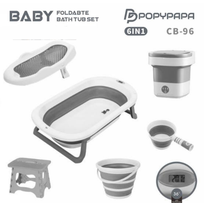 Popypapa – Ensemble baignoire pliable pour bébé 6 en 1 - Model CB-96